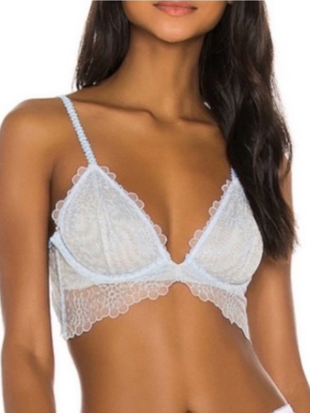 Intimately Free People 32B Delicate Lace Bralette Bra in Light Blue